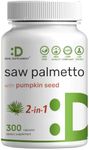 Saw Palmetto Supplement 5000 mg with Pumpkin Seed, 300 Capsules | Promotes Prostate Health | DHT Blocker | Hair Growth Vitamins, Maintain Normal Urinary Frequency