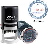 Self Inking COLOP R40 24 Hour Time & Date Stamp 40MM Round Business Stamp Custom Text Red Blue