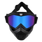 LJDJ Motorcycle Goggles with Removable Face Mask - Dirt Bike ATV Motocross Eyewear Anti-UV Adjustable MX Riding Offroad Cycling Motorbike Protective Glasses Racing Combat Tactical Military Goggles