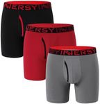 INNERSY Boxers for Men Dry Fit Underpants with Fly Trunks Sports Pants Underwear Multipack 3 (L, Gray/Black/Red)