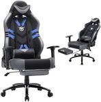 Big and Tall Gaming Chair with Footrest 350lbs-Racing Computer Gamer Chair, Ergonomic High Back PC Office Chair with Wide Seat, 3D Armrest for Adult-Black/Grey