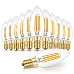 Hizashi E12 Candelabra LED Light Bulbs 40 Watt 90+CRI LED Chandelier Light Bulbs Dimmable, B10 LED Candelabra Bulbs, 4W, 450LM 2700K Soft White, Candle Light Bulbs, cUL Listed, 12 Pack