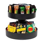 Mind Reader 2-Tier Snack Carousel, Countertop Organizer, Snack Tray, Pantry, Breakroom, Kitchen, 36.2Lx36.2Wx35.6Hcm, Black