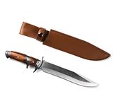 Wild Wolf X42 Survival Camping Fishing Fixed Semi-Full Tang Blade Hunting Knife with Rosewood Handle and Leather Sheath