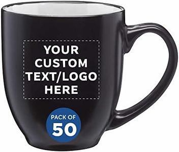 Custom Bistro Coffee Mugs 16 oz. Set of 50, Personalized Bulk Pack - Great for Tea, Cocoa, Diner, Travel mugs - White