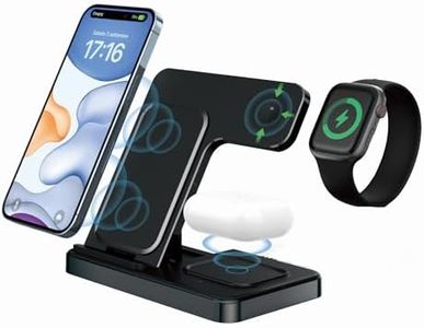 Wireless Charger for iPhone, QI-Enabled Smart Phones, iWatch, AirPods, Smart Watches and Smart Earphones, Samsung S Series (Black)