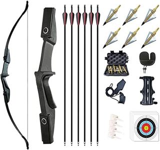 Monsour Archery Takedown Recurve Bow and Arrow Set Left/Rght Hand Longbow Kit Beginner Outdoor Hunting Shooting Practice 20lb 30lb 40lb (Black 30lb)