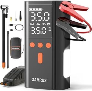GAMRUXI Arrancador de coche T8 con bomba de compresor de aire, bomba de aire de 150 PSI para inflador de neumáticos, arrancador de batería portátil de 4000 A, cargador de caja de arranque de 12 V con