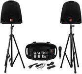 Rockville GB1 Portable Powered PA System W/ Mixer+Speakers+Stands+Mic DJ Package