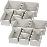 PETIARKIT Drawer Organizer, 12 Pack Foldable Closet Organizer and Storage Baskets Bins Linen Clothes Organizer, Dresser Drawer divider for Baby Clothing, Underwear, T Shirt, Bras, Socks (Light Grey)