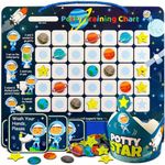 PUTSKA Space Man Potty Training Magnetic Reward Chart for Toddlers - Potty Chart with Multicolored Emoji & Star Stickers – Motivational Toilet Training for Boys & Girls (Space Man Theme)