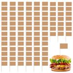 100Pcs Labels Flags Blank Charcuterie Labels Cheese Board Labels Toothpick Flags Cheese Labels Markers Toothpicks Flags Brown Mini Food Labels for Cupcake, Food, Fruit (1 × 1.4 Inch)