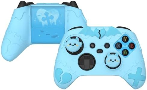 PlayVital Gothic Imp Series Cute Silicone Skin for Xbox Series X & S Controller, Anti-Slip Grip Silicone Cover, Protective Case for Xbox Core Controller with Thumb Grips, Aqua Blue