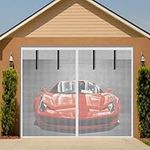 PaKyKai Garage Screen Doors for Car Garage,Fiberglass Magnetic Garage Door Screen,Hands Free Retractable Garage Net Screen Door Mesh for Patio, Gym, Porch,8x7FT