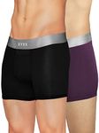 XYXX Men Micro Modal Trunk, Relaxed Fit, Colorblock, Pack of 2, XYTRNK2PCKN559M, Black + Wine, M