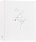 Lanpn Wedding Photo Album 8x10, Each Pack holds 50 Pictures Slip in Pockets Mini Linen Top Loading Wedding Photo Book for Portrait Only 8 x 10 Picture (Flower, White)