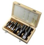 Drill America DWTPT1/4-1-1/4SET 6 Piece Carbon Steel NPT Pipe Tap Set 1/4", 3/8", 1/2", 3/4", 1" and 1-1/4" in Wooden Case, Uncoated (Bright), Right Hand