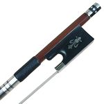 Classic Music Silver Pernambuco Violin Bow with Fleur-de-Lys Inlaid Ebony Frog (4/4), Mongolian Horse Hair