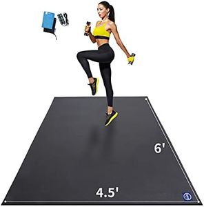 Premium Large Exercise Mat 6'x4.5'x7mm, Ultra Durable Workout Mats for Home Gym Flooring, Non-Slip, Thick Cardio Mat for Plyo, MMA, Jump, Weightlifting- Shoe Friendly, Eco Friendly (Black)