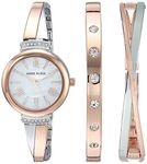 Anne Klein Women's Premium Crystal Accented Bangle Watch Set, AK/2245RTST