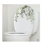 HFINGAQEX Plant Leaves Flowers Toilet Seat Lid Stickers, Green Leaf Floral Toilet Lid Decals,Self-Adhesive Bathroom Wall Sticker, DIY Removable Waterproof Toilet Sticker for Bathroom Cistern Decor