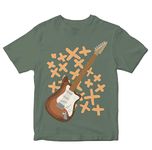 Heybroh Kids T-Shirt Awesome Electric Guitar 100% Cotton Kids Regular Fit Unisex T-Shirt (Olive Green; 7-8 Years)