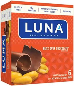 LUNA BAR - Gluten Free Snack Bars - Nutz Over Chocolate Flavor - 9g of protein - Non-GMO - Plant-Based Wholesome Snacking - On the Go Snacks (1.69 Ounce Snack Bars, 6 Count)