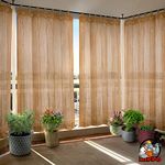 HIPPO - PE 85% Outdoor Balcony Curtains with Loops Sun Blocking Curtains, UV Protection, Sun Shading, Temperature Reducing 4.5 ft Window Curtain, (Pack of 4, Beige-Brown, 4.5FTX4.5FT)