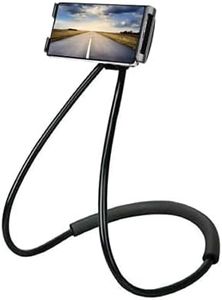 king shine Lazy Neck Phone Holder Neck Hanging Mobile Cell Phone Stand 360 Rotating Flexible Long Arms Stand Clip Holder Compatibl with 4-7 Inches Smatphones - Black