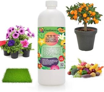 Gardenera Premium 𝐀𝐋𝐋-𝐏𝐔𝐑𝐏𝐎𝐒𝐄 𝟏𝟎-𝟏𝟎-𝟏𝟎 𝐋𝐢𝐪𝐮𝐢𝐝 𝐅𝐞𝐫𝐭𝐢𝐥𝐢𝐳𝐞𝐫 for Lawns, Plants, Vegetables, Fruits & Flowers, Liquid Plant Food 10-10-10 for Indoor/Outdoor Plants (32 OZ)