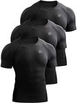 NELEUS Men's Compression Baselayer Athletic Workout T Shirts, 5022 Black/Black/Black, Medium