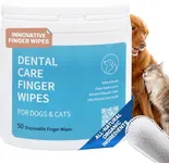 Spanielbuns Dog Dental Wipes for Cats & Dogs Teeth Cleaning - Dog Breath Freshener, Tartar Remover, All Natural Ingredients Dog Dental Care, 50ct Pre-Soaked Finger Toothbrush Wipes, No Hard Toothbrush