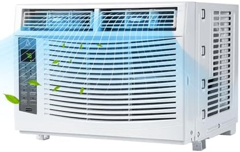 Window Air Conditioner 6000 Btu，Air Conditioner Window Unit Efficient Cools Up to 250 Square Feet，Window Ac Units with Remote, 3 Cooling & Fan Speeds, Window Install Kit，Window Unit Air Conditioner