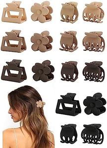 16 PCS Small Hair Clips for Women & Girls, Durable Matte Claw CLips for Thin Hair, Strong Hold Noslip Medium Hair Claw Clips Cute Hair Accessories with Multi Color