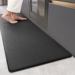 Color&Geometry Soft Kitchen Rug, Waterproof Cushioned Comfort Anti Fatigue Mat, 44x150cm Low Elastic Kitchen Floor Mat with Non-Slip Rubber Kitchen Runner Rug, Black 17"x59"