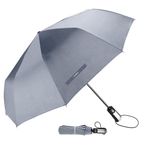 TradMall Travel Umbrella Windproof with 46 Inches Large Canopy Reinforced Fiberglass Ribs Ergonomic Handle Auto Open & Close, Gray