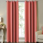 Blackout Curtains and Drapes - Triple Weave Energy Saving Solid Coral Curtains for Girls Room Thermal Insulated Gromment Curtain Panels, Coral Drapes for Kids Room, Coral, 2 Panel, 52 in x 84 in (W x L)