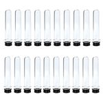 20Pcs 40mL Plastic Test Tubes, 25 x 140mm Clear Test Tubes with Aluminum Screw Caps for Science Party, Gumball, Candy, Bath Salts