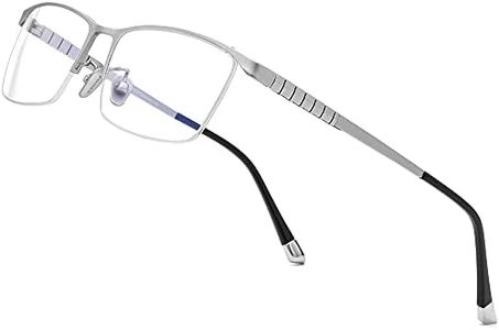 FONEX Titanium Glasses Frame for Men,Square Eyewear Full Optical Eyeglasses F85641, F85640 Silver