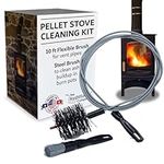 FryOilSaver Co | B67C | Pellet Stove Vent Cleaning Kit | 3" by 3.5" Bristle Head | Extra Length 10 Feet Long | Chimney Sweep Kit for Wood Pellet Stove Pipes | Extra Flexible Cleaning Brush