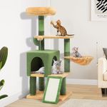 YITAHOME 44.5in Tall Cactus Cat Tree Tower with Self-Grooming Brush, Cute Cat Climbing Tower for Indoor Cats with Cat Condo, Plush Platform, Hammock, Sisal Scratching Posts, Toy Balls