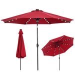 GDY 10Ft Patio Umbrella Solar Powered 40 LED Lighted Aluminum Outdoor Table Market Umbrella with Tilt and Crank (Charming Red)