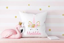 The Purple Tree Personalized Name Cushion Pillows for Kids and Babies (Pack of 1, Unicorn Face) Kids Name Cushion, Baby Name Pillow, Kids Customized Name Pillow, Name Customized Gift Cushion