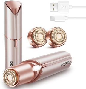 Profeir Facial Hair Removal for Women: Rechargeable Hair Removal Device - Painless Face Shaver for Women Upper Lip Chin (Rose Gold)
