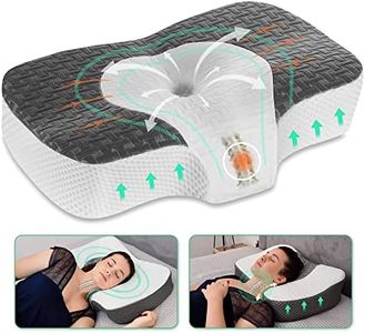 Elviros Almohada Cervical Ortopédica de Espuma Viscoelastica, Almohada Ergonómica Extraíble para Dolor de Cuello y Hombros Almohada Antironquidos para Dormidores Laterales, Gris Oscuro