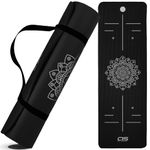 Yoga Mat Exercise NBR Fitness foam mat Extra Thick Non-Slip Large Padded High Density ideal for HiiT Pilates gymnastics mats Fitness & Workout with Free Carry Strap (Black Mandala)