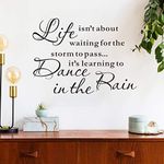 TOARTi Life Isn’t About Waiting for The Storm to Pass, It’s Learning to Dance in The Rain Quote Wall Decal, Inspirational Lettering Wall Sticker for Bedroom Classroom Decoration