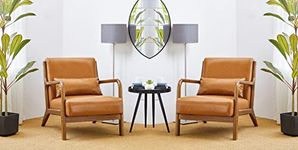 LSGF Luxury Design Traditional Glitzhomex accent chair Arm chair With Solid Sagwan Wooden Single Sofa Chair Sofa Set for Small Apartments, Living Room or Bedroom (Set Of 2 Chairs, Brown)