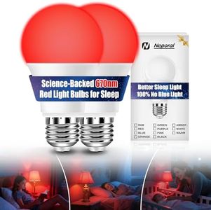 Neporal 7W 670nm Red Light Bulbs for Sleep, 100% Blue Light Blocking Bulb, Red Light Night Light for Melatonin Promoting, A19 60W Equivalent Dim Light Bulbs for Bedroom, Baby Nursery, Reading,2 Pack