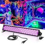 Anpro 72W UV Black Light Bar, 48 LED USB Blacklight with Fluorescent Tapes, 4.5ft Adjustable Black Light Bar for Fluorescent Poster Glow Party Body Paint, Halloween Decorations, Cabinet